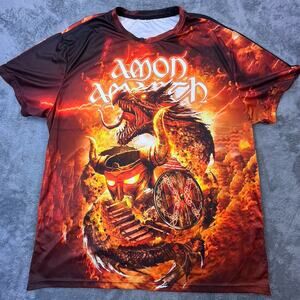 Amon Amarth Shirt 3XL Fire Dragons colorful All Over Print 3D Metal Music Rock